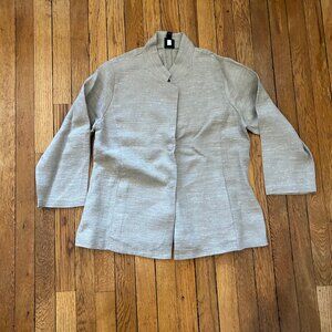 EILEEN FISHER linen and silk blazer neutral minimalist beige career leisure MED